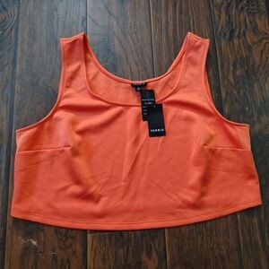 NWT Torrid solid orange stretch super crop top blouse Plus Size